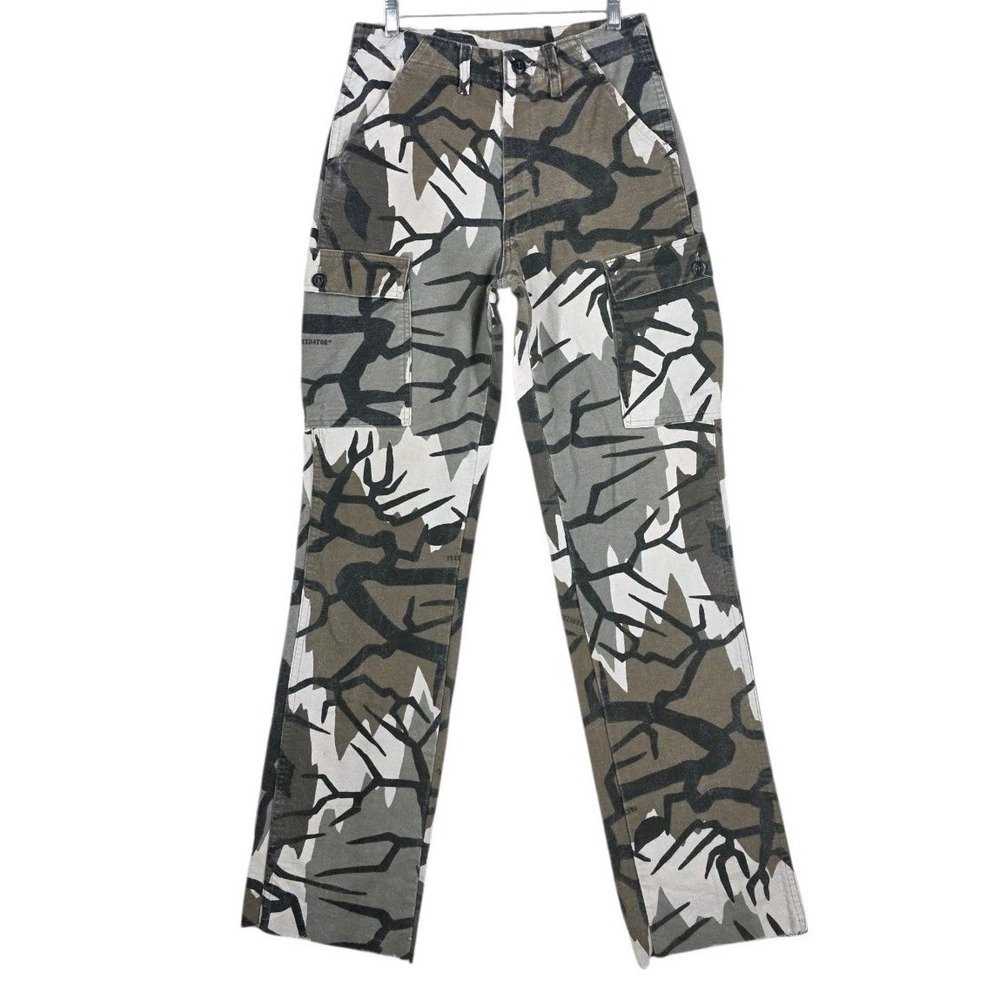VTG Y2K Predator Camo Cargo Pants Mens 30 (29x36) Green Tan Chamois Flannel USA